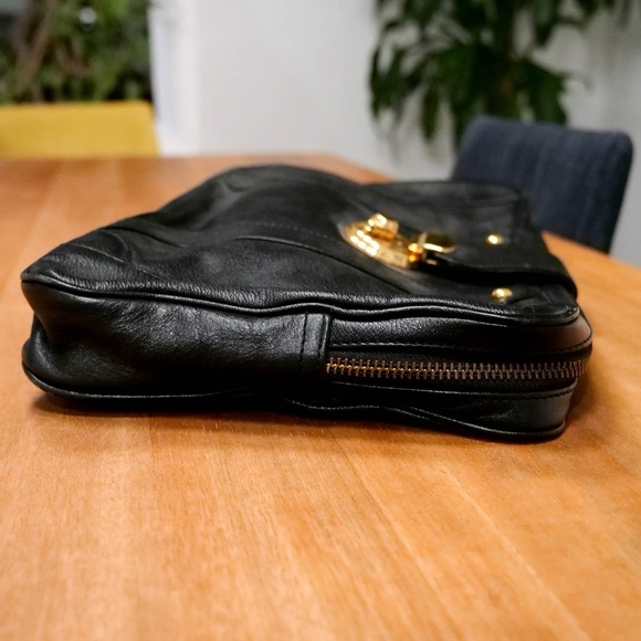 Rebecca Minkoff Black Leather Clutch with Gold Lock — NEW - Picture 6 of 11